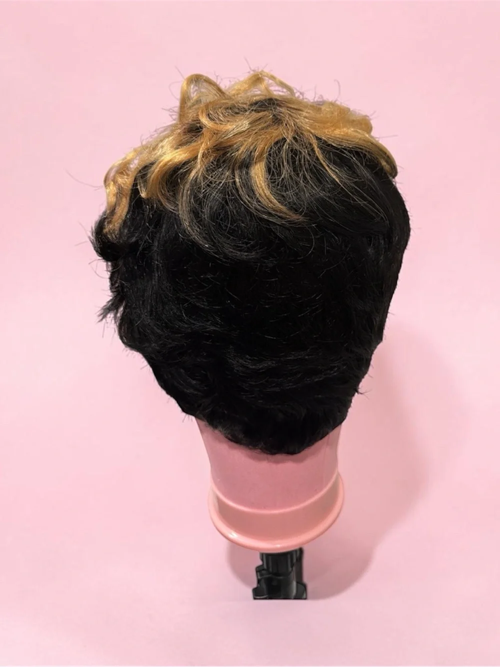 Short Two-Tone Black and Blonde Women’s Wig - Stylish Layered Cut
